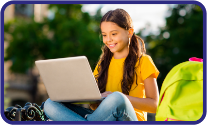 Girl typing on laptop